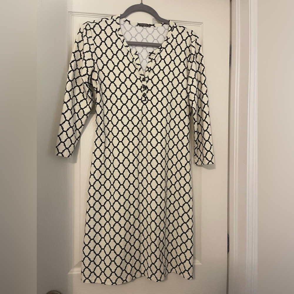 J. McLaughlin Catalina Cloth Black and White Dress Size Small